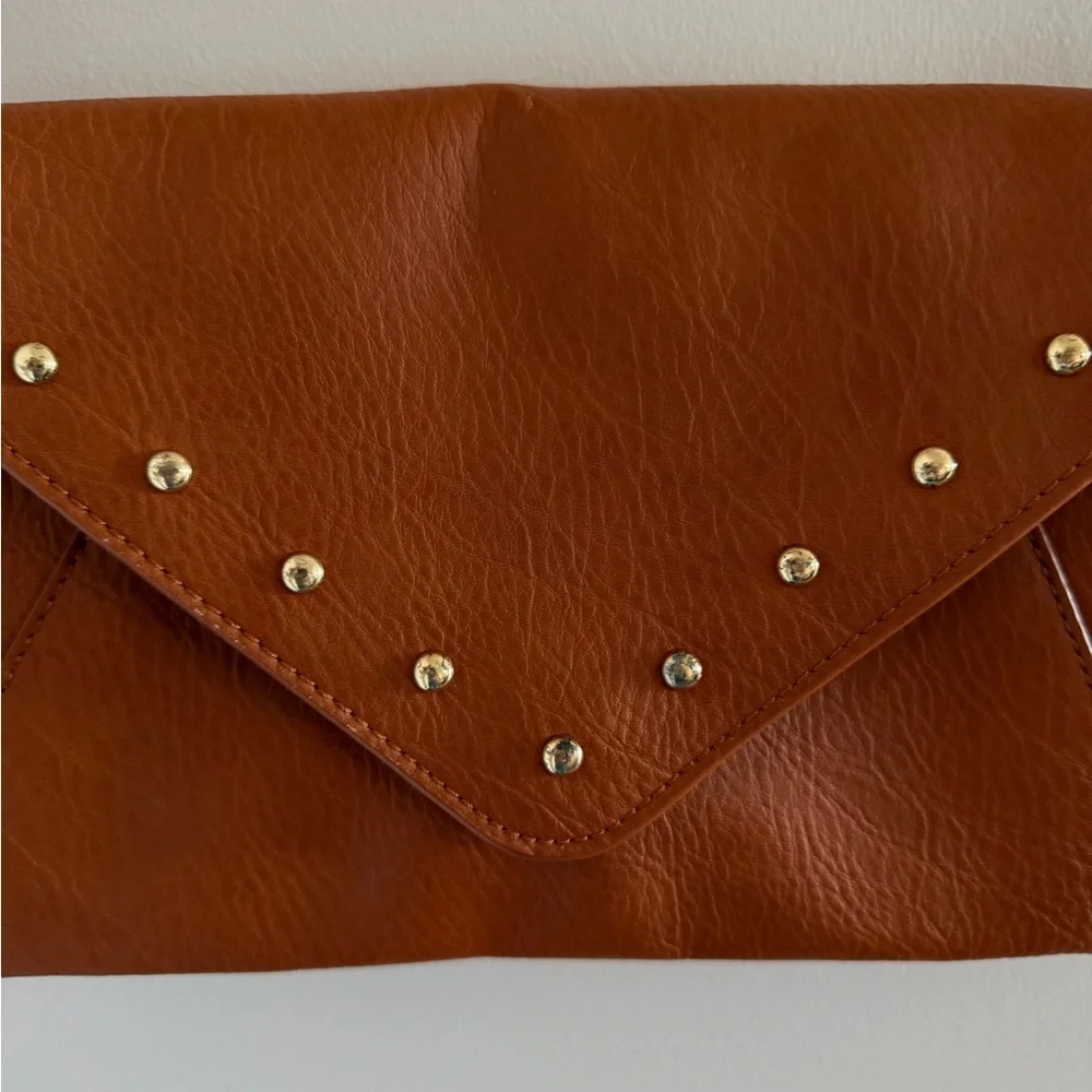 INC Women’s Boho Western‎ Crossbody Rustic Studded Purse Chic Cognac Bag